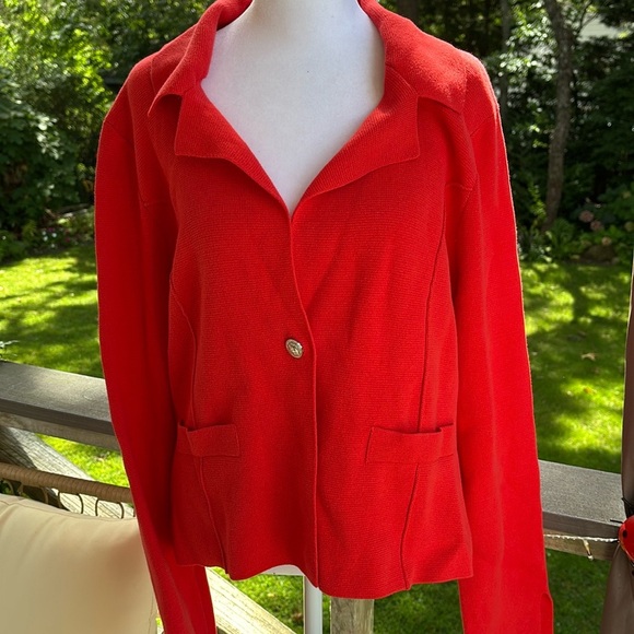 Rachel Zoe knit jacket / fire engine red - Picture 2 of 7